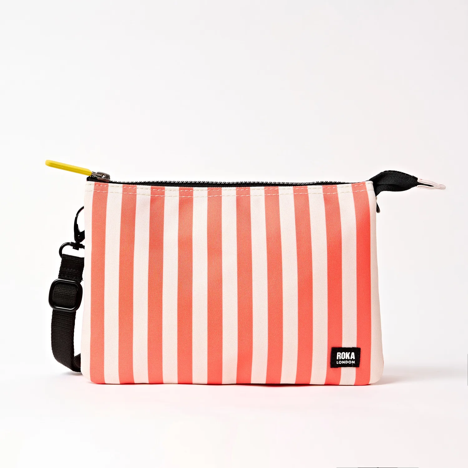Roka London Carnaby crossbody taske Coral Stripe XL organizer