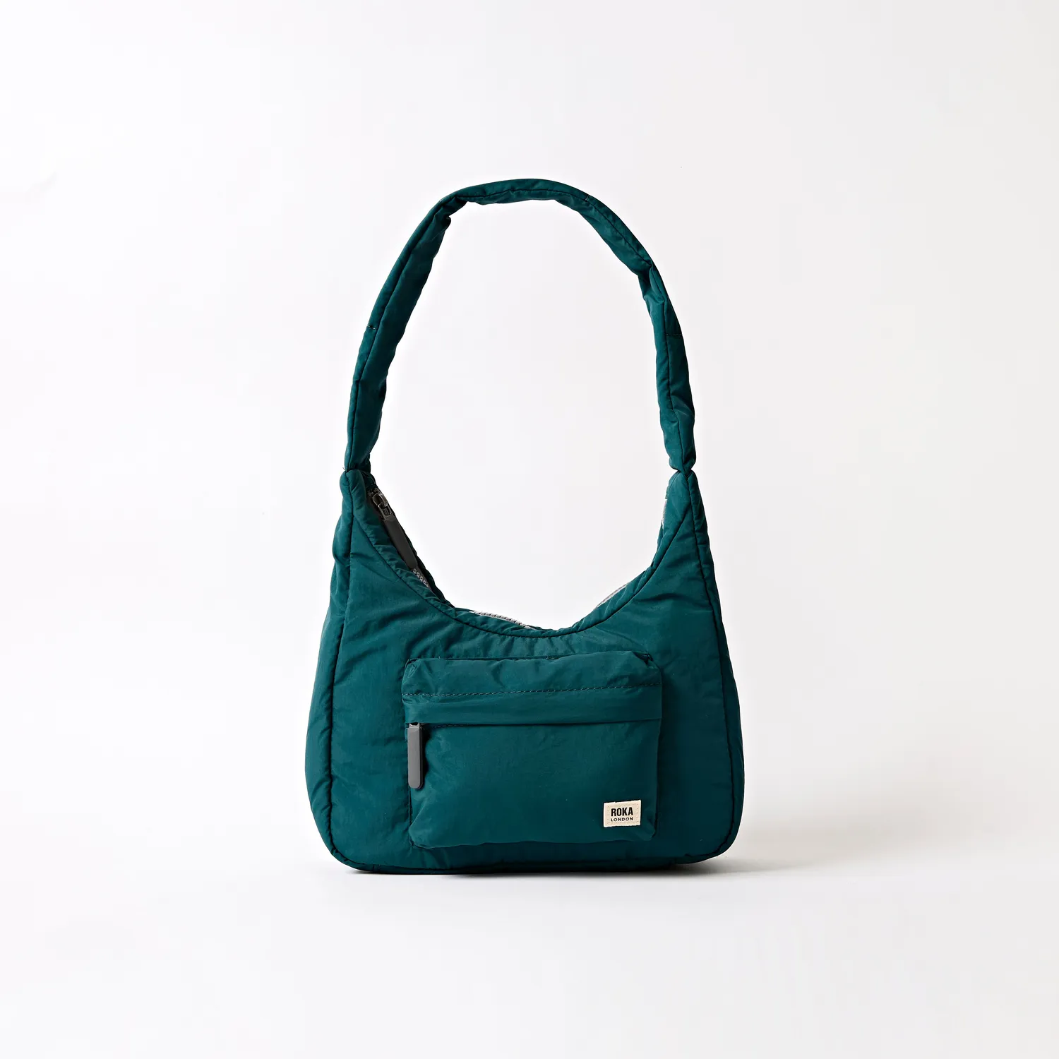 Roka London Belsize håndtaske Teal Small quiltet taslon