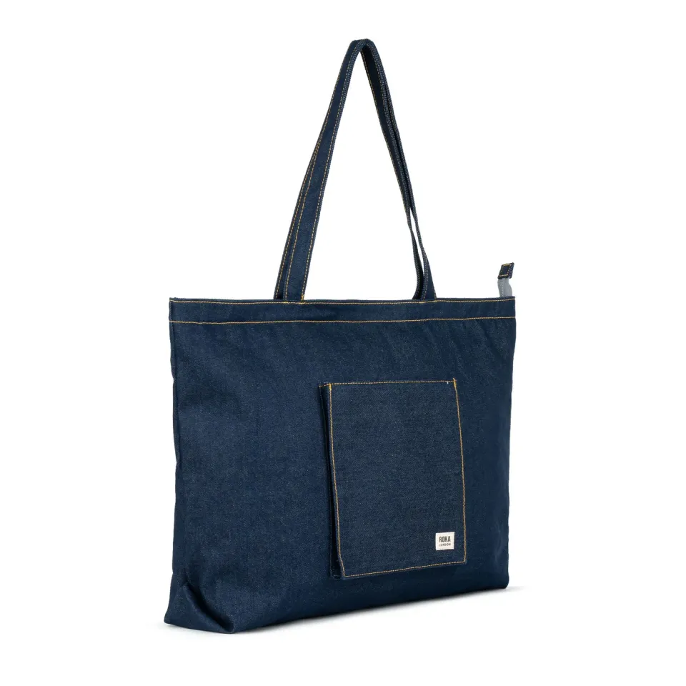 Roka London Portobello tote Large Dark Wash Denim laptoprum