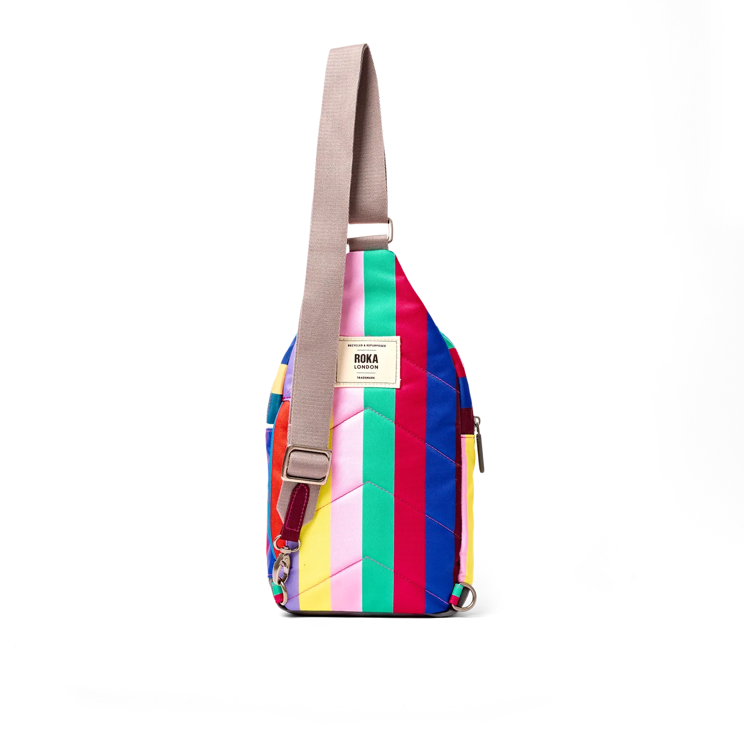 Roka London Willesden Sling taske Wide Multi Stripe Large 5 liter