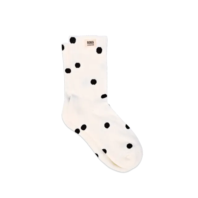 Roka London Wimbledon crew socks marshmallow dot økologisk