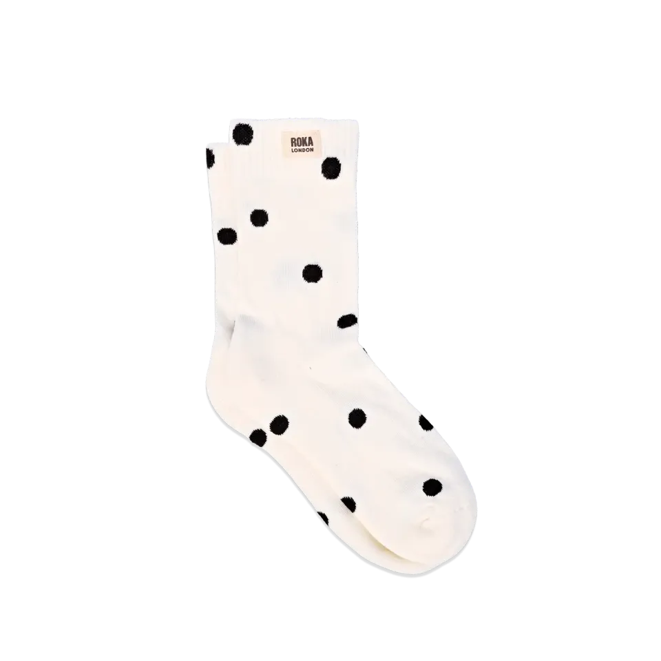 Roka London Wimbledon crew socks marshmallow dot økologisk
