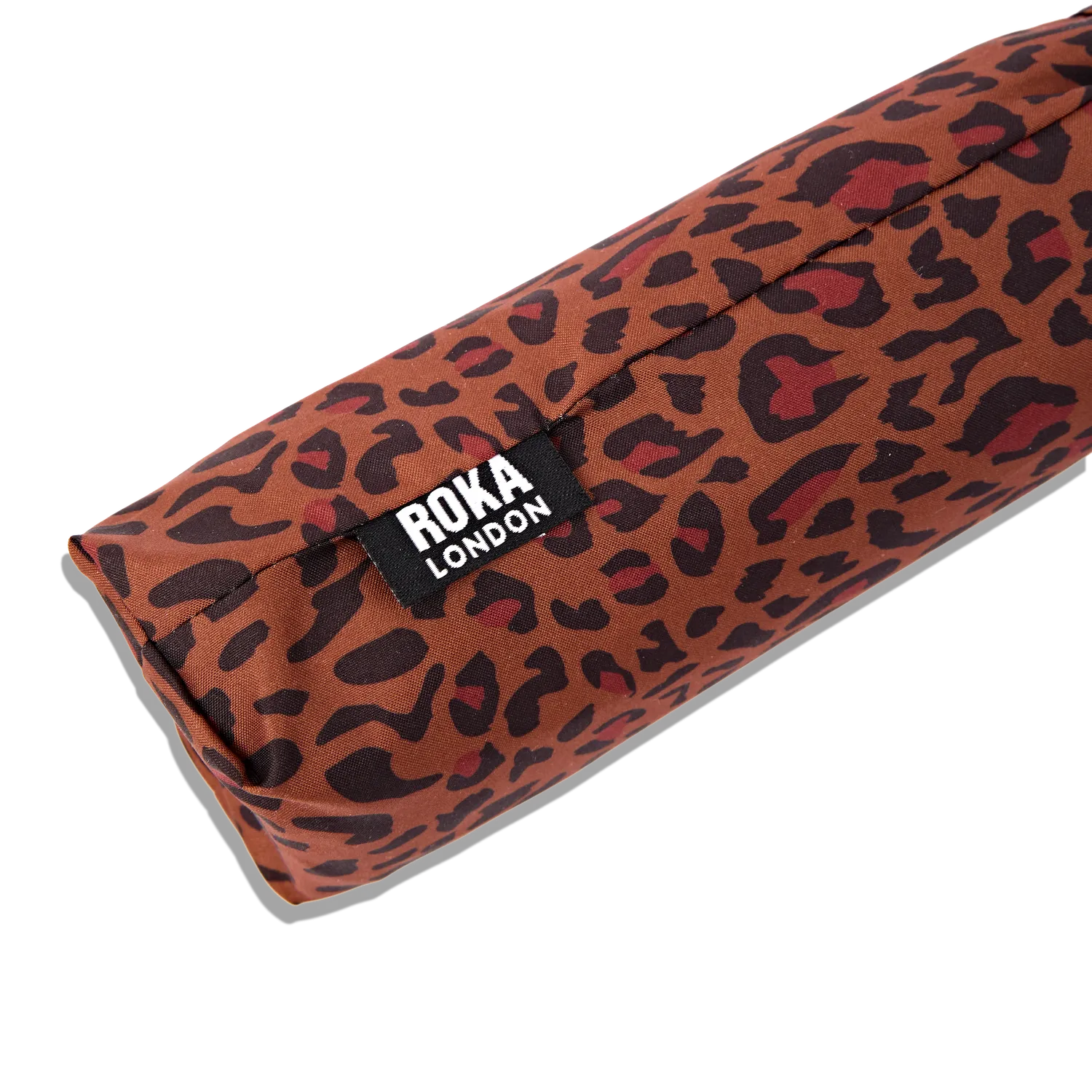 Roka London Waterloo paraply Brown Mini Leopard lommemodel