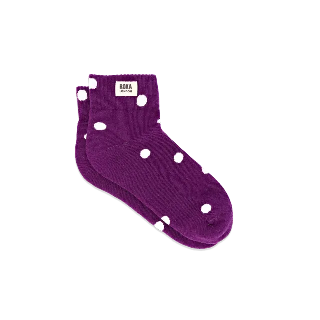 Roka London Wembley ankelstrømper purple dot EU 36-42