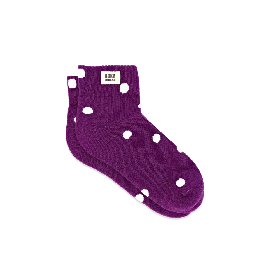 Roka London Wembley ankelstrømper purple dot EU 36-42
