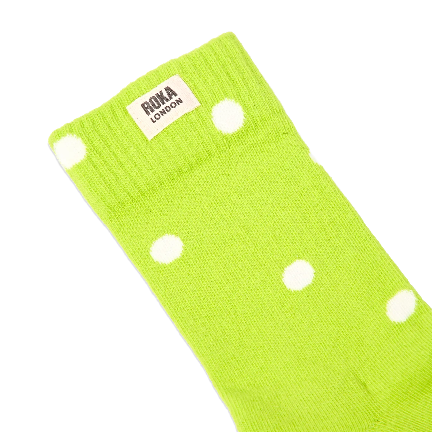 Roka London Wimbledon strømper lime dot UK 3-8 bomuld