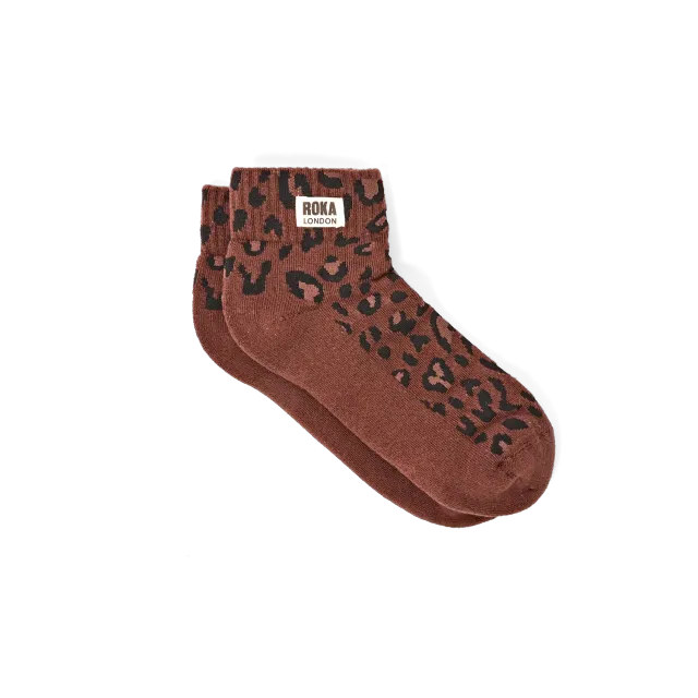 Roka London Wembley ankelstrømper mini leopard økobomuld