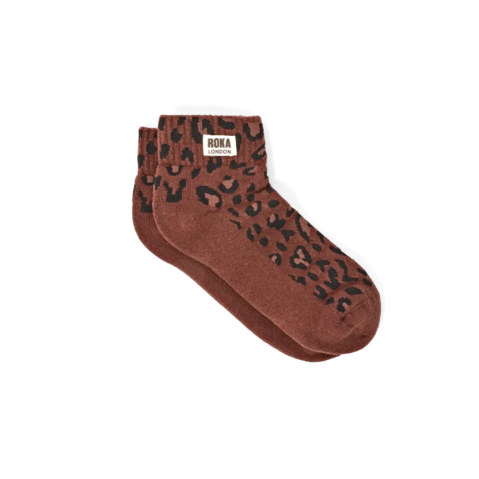 Roka London Wembley ankelstrømper mini leopard økobomuld