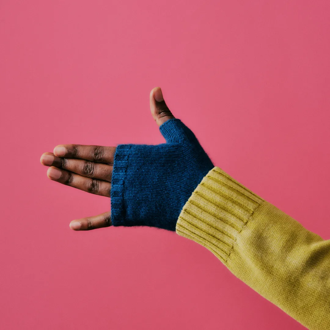 Roka London Metropolitan fingerløse handsker teal cashmere