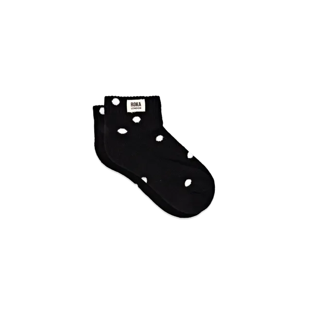 Roka London Wembley Black Dot ankelstrømper børn økologisk