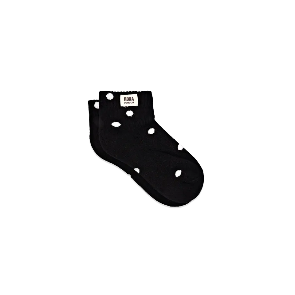 Roka London Wembley Black Dot ankelstrømper børn økologisk