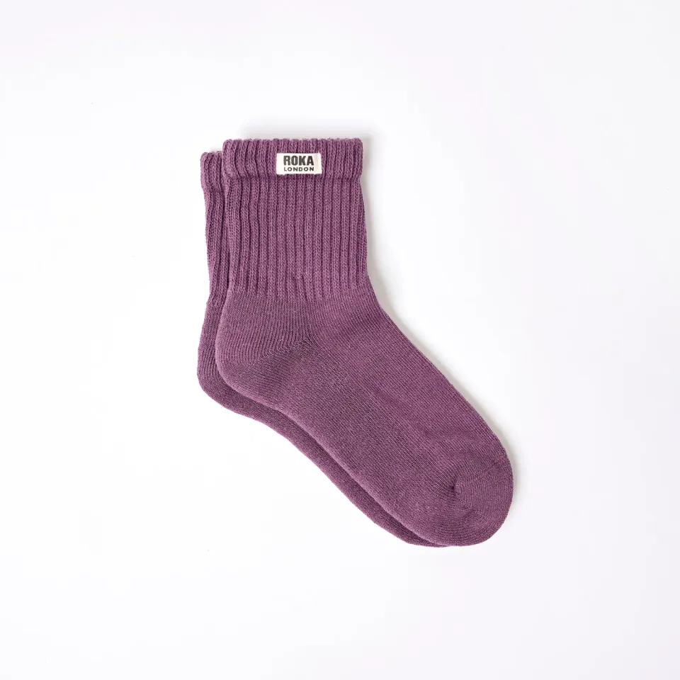 Roka London Windsor strømper berry 36-42 økologisk bomuld