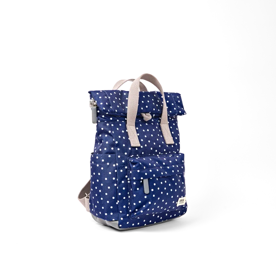 Roka London Canfield Navy Polka Dot rygsæk medium