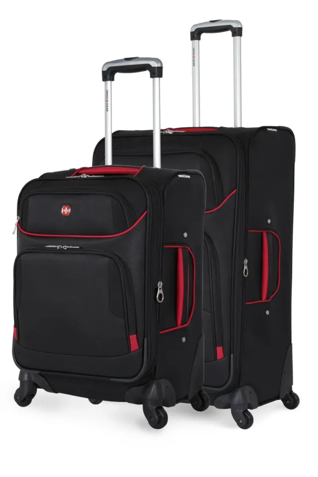 Swissgear 7317 2-Piece spinner kuffertsæt sort/rød udvidelig
