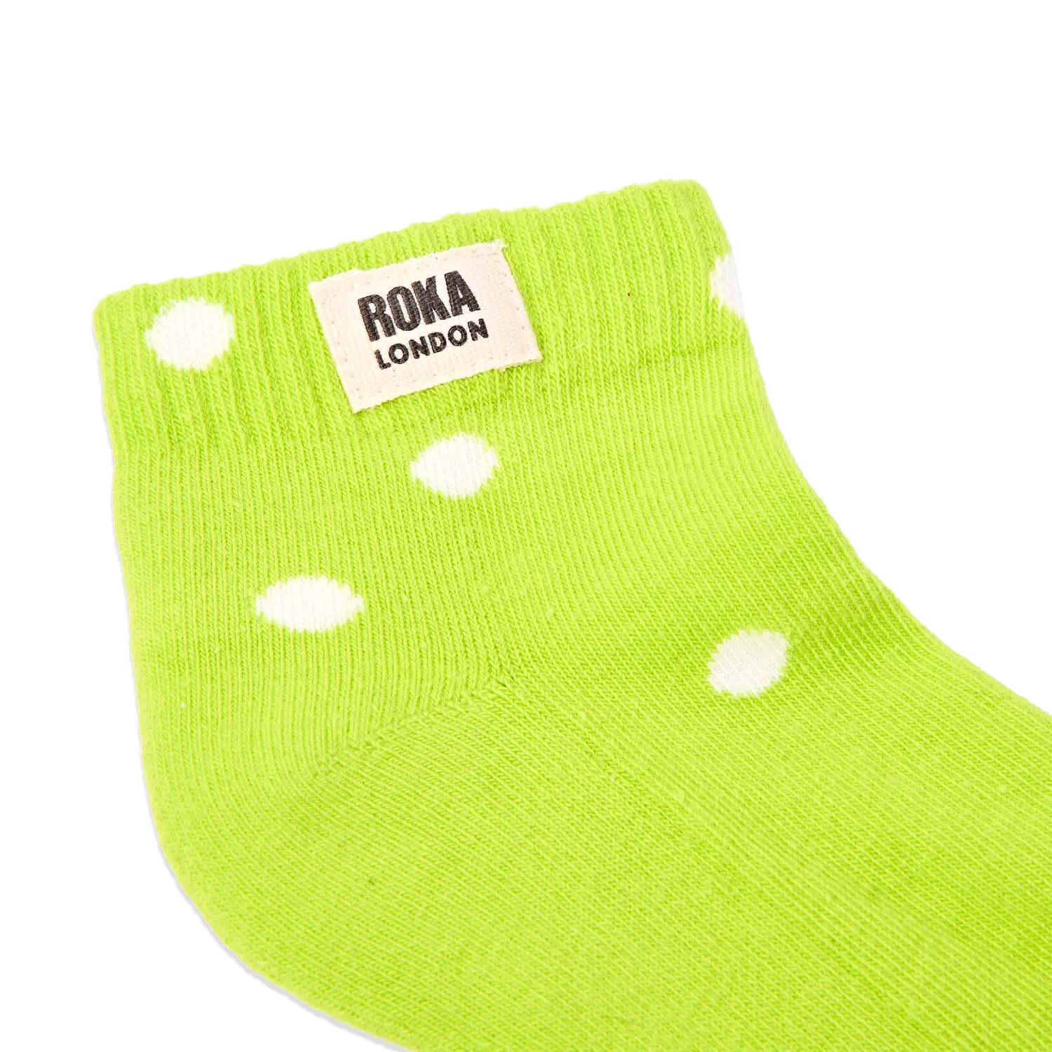 Roka London Wembley ankelsokker børn lime dot bomuld