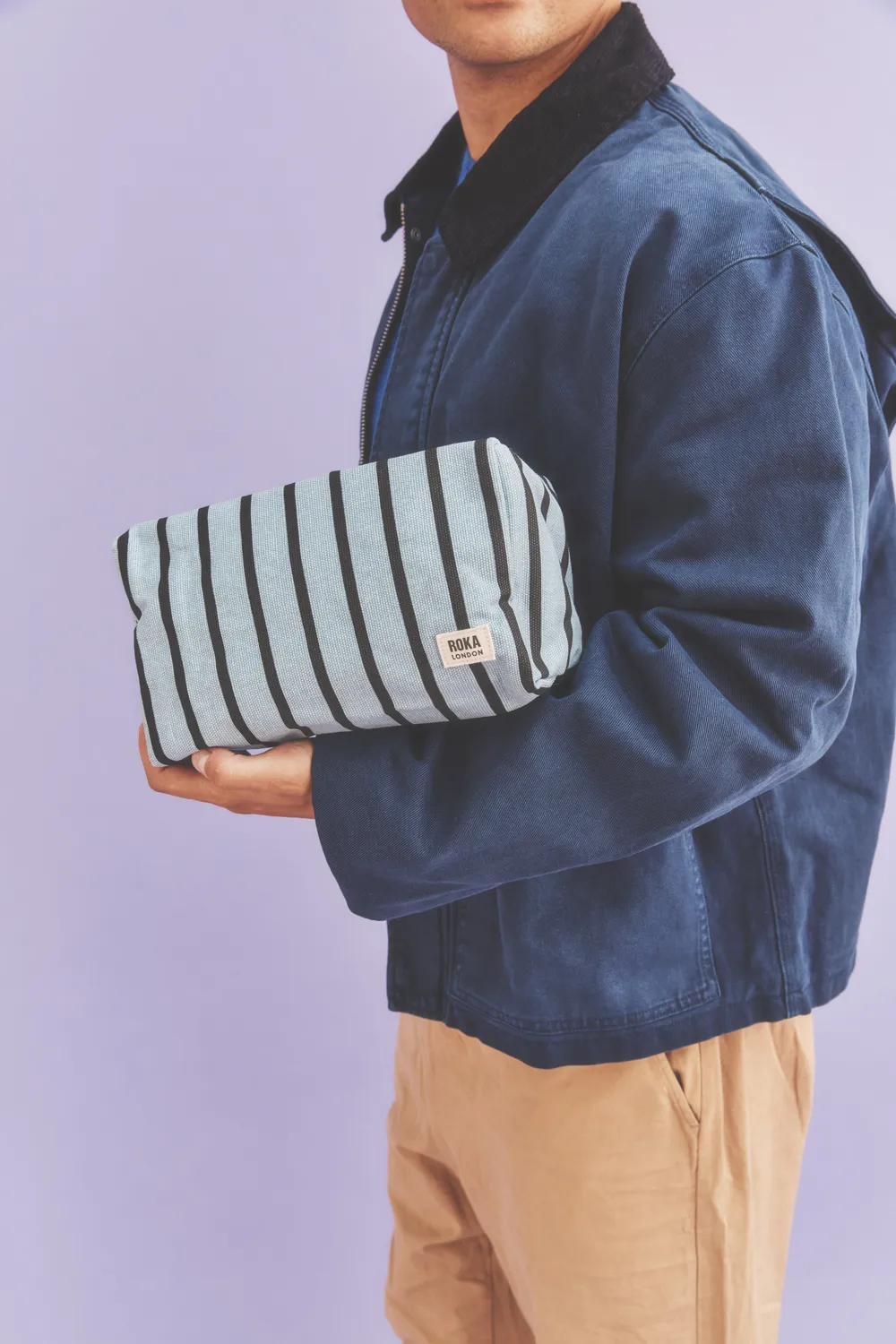 Roka London Maygrove toilettaske Blue Stripe Small