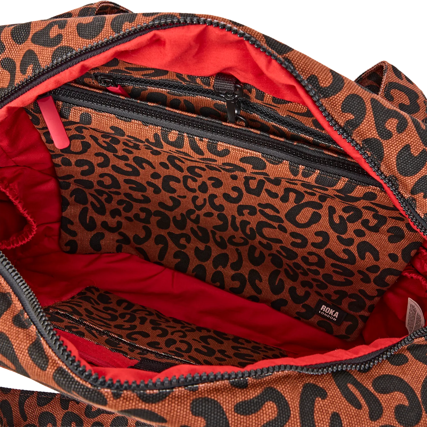 Roka London Somerset skuldertaske Large Scarlet Leopard pusle