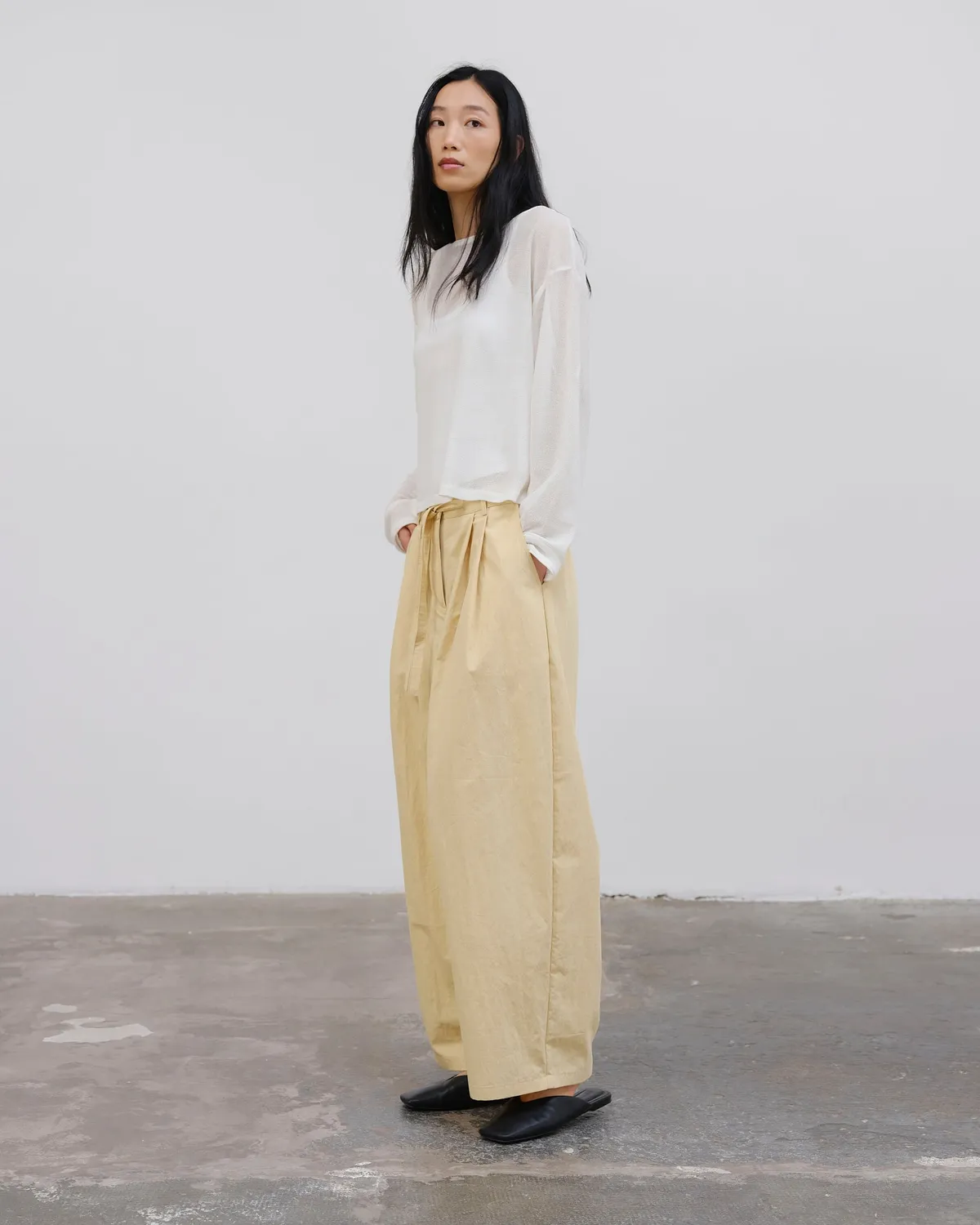 Ölend June bukser butter yellow XS/S plisseret