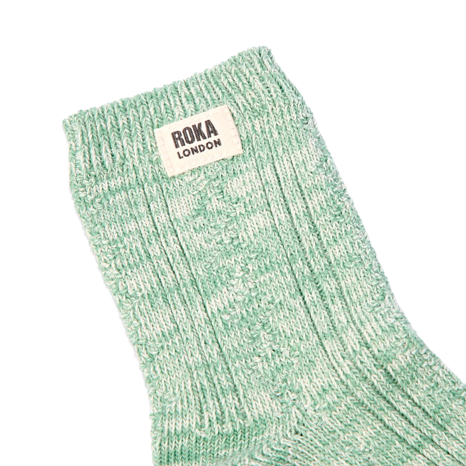 Roka London Wallace crew strømper Matcha blød bomuld