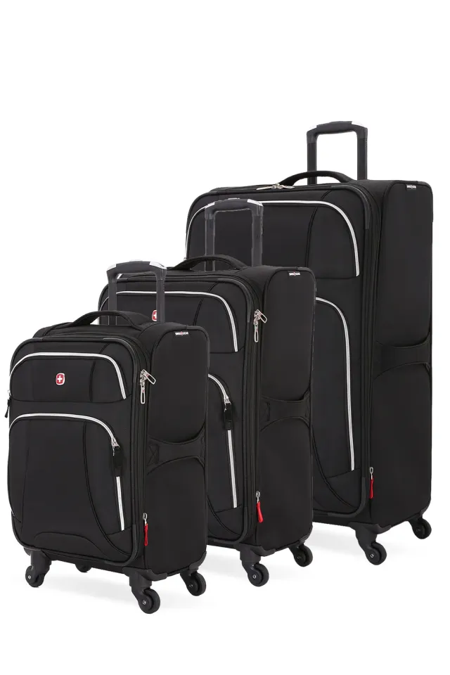 Swissgear 7676 kuffertsæt sort 3 dele udvidelig spinner