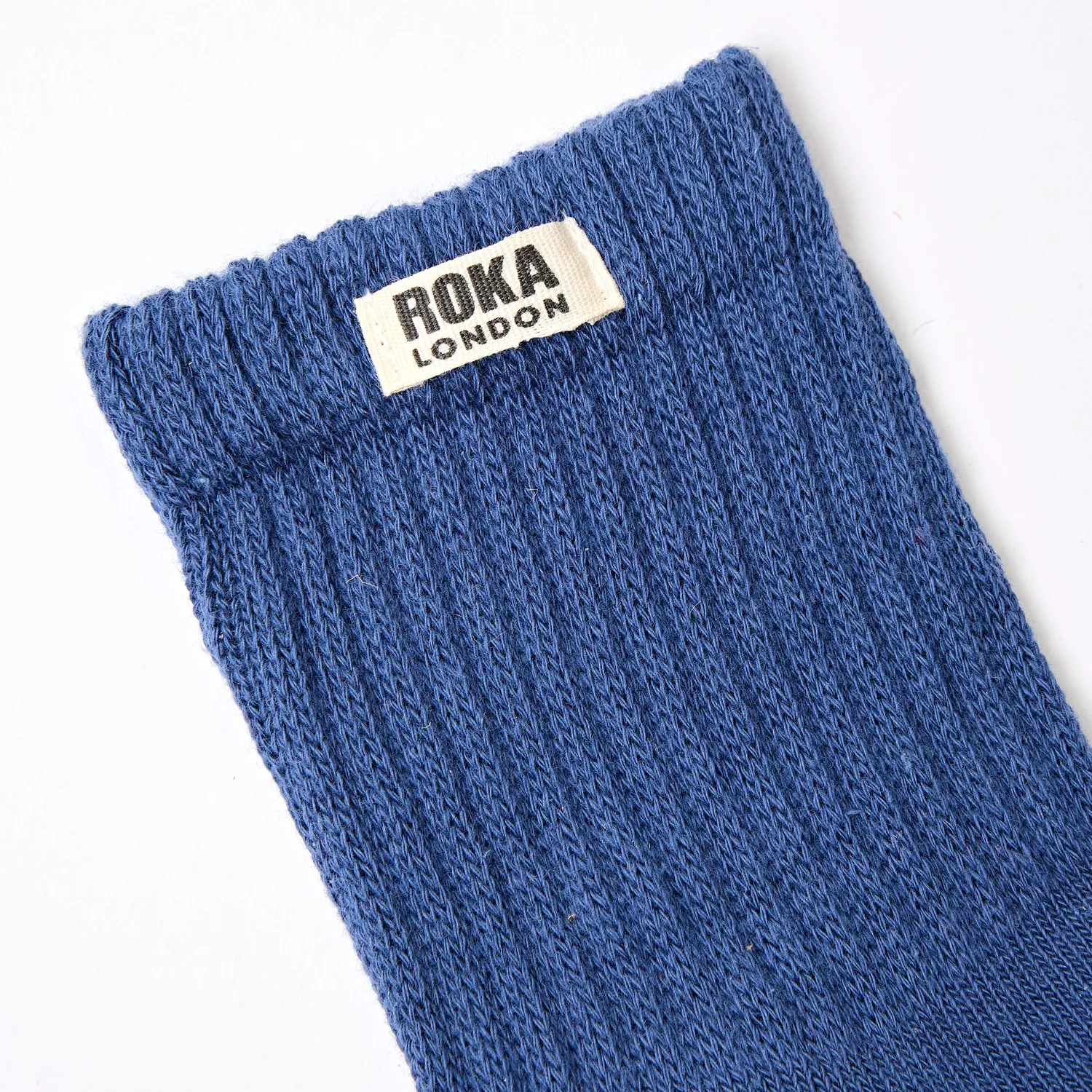 Roka London Windsor crew sokker coastal blue økobomuld