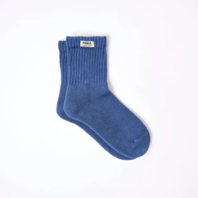 Roka London Windsor sokker Coastal Blue økologisk bomuld
