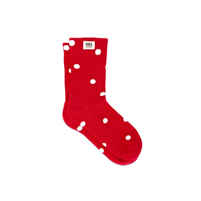 Roka London Wimbledon strømper Scarlet Dot UK 3-8