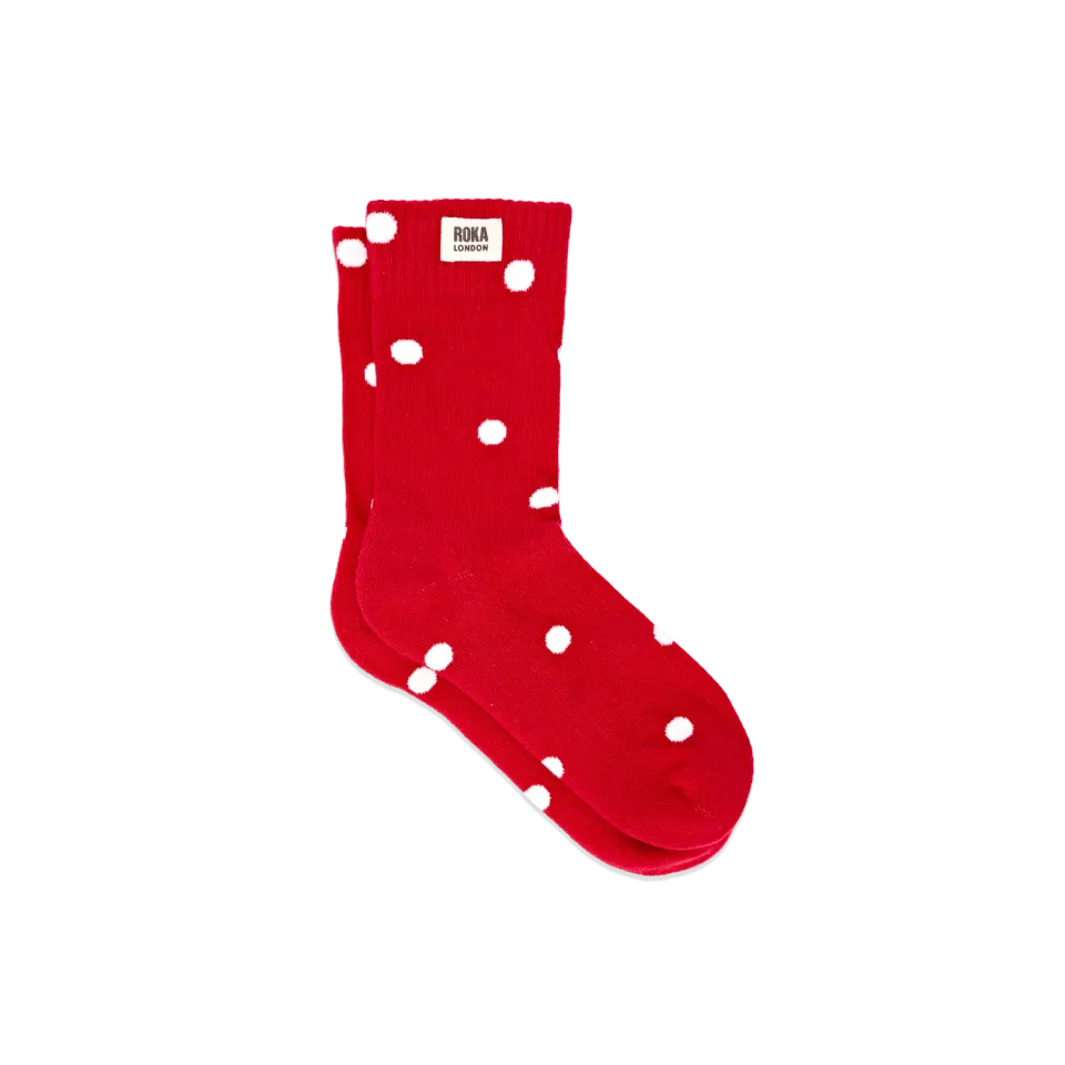 Roka London Wimbledon strømper Scarlet Dot UK 3-8