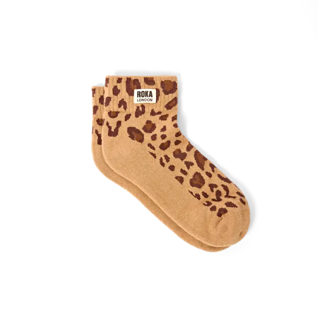 Roka London Wembley ankelsokker Leopard Sand UK 3-8 økologiske