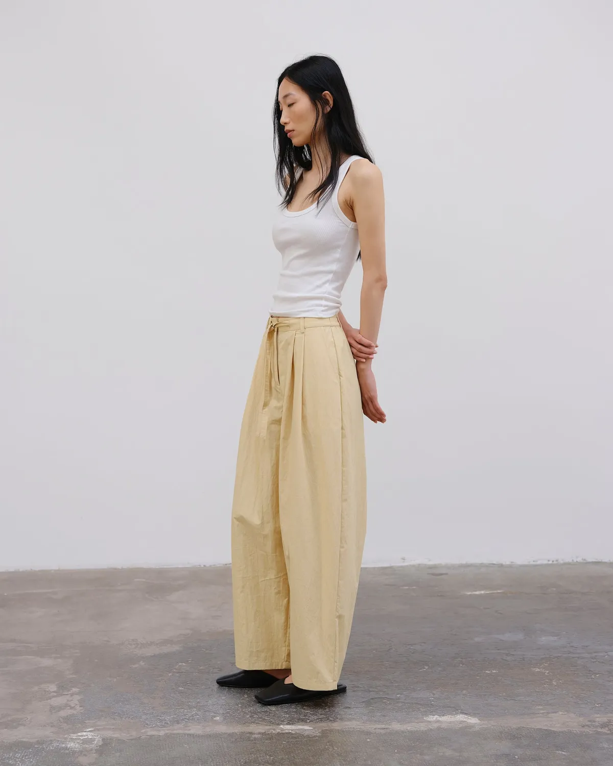 Ölend June bukser butter yellow XS/S plisseret