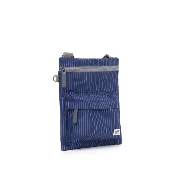 Roka London Chelsea B crossbody Medium dark denim pinstripe