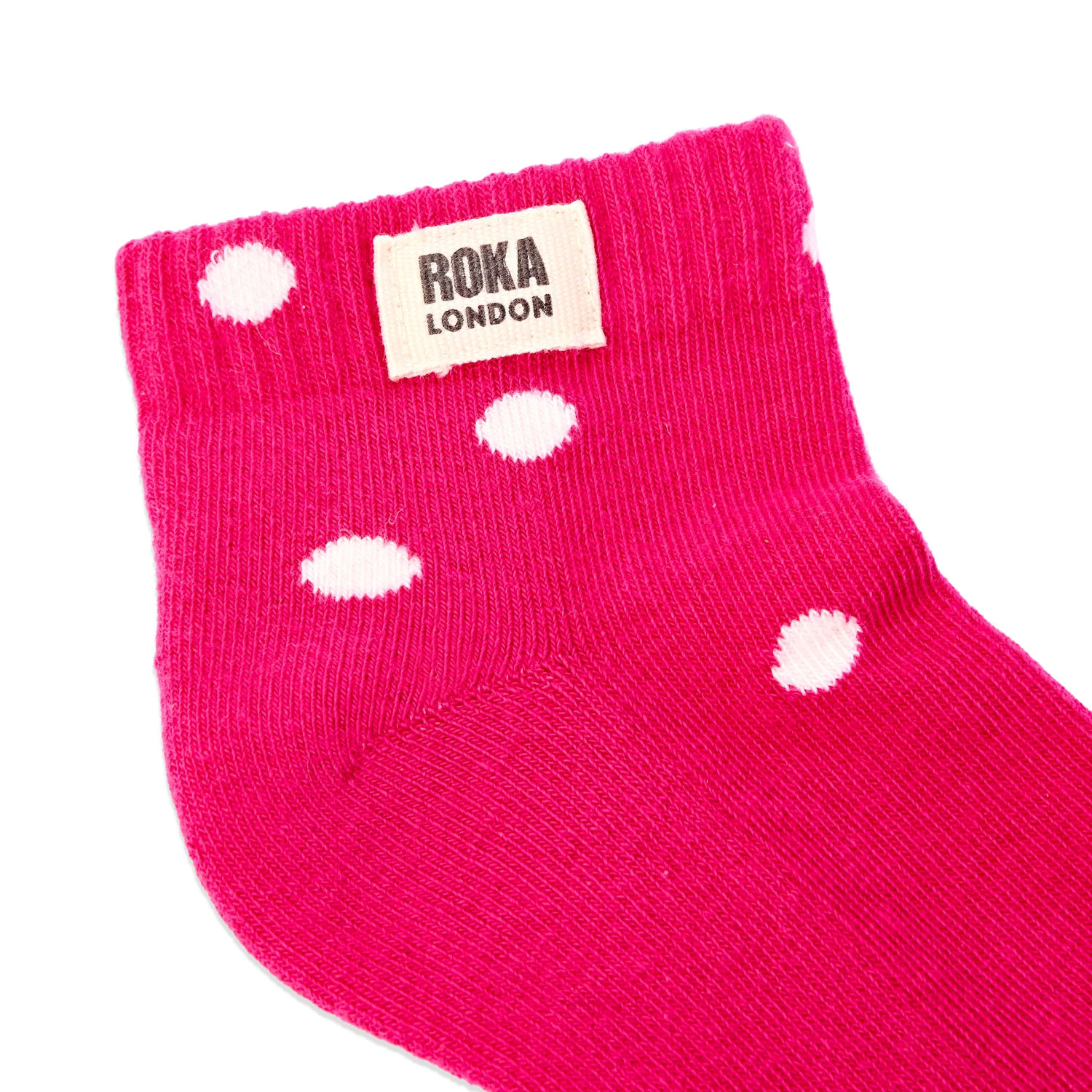 Roka London Wembley ankelstrømper Pink Dot børn økologisk bomuld