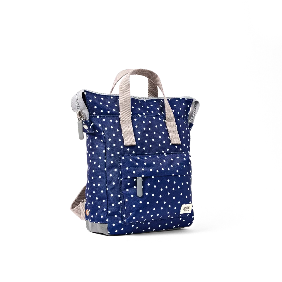Roka London Bantry Navy Polka Dot rygsæk Small 7,4 liter