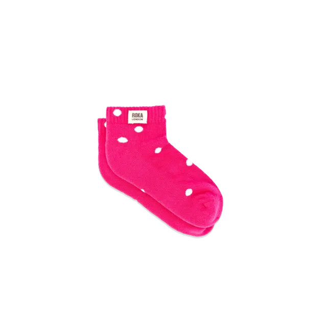 Roka London Wembley ankelstrømper Pink Dot børn økologisk bomuld