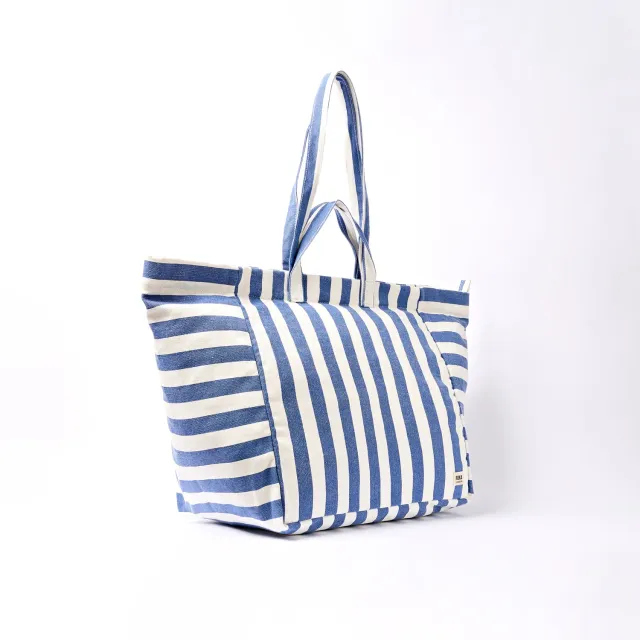 Roka London Marylebone tote Large denimstribet 43 liter