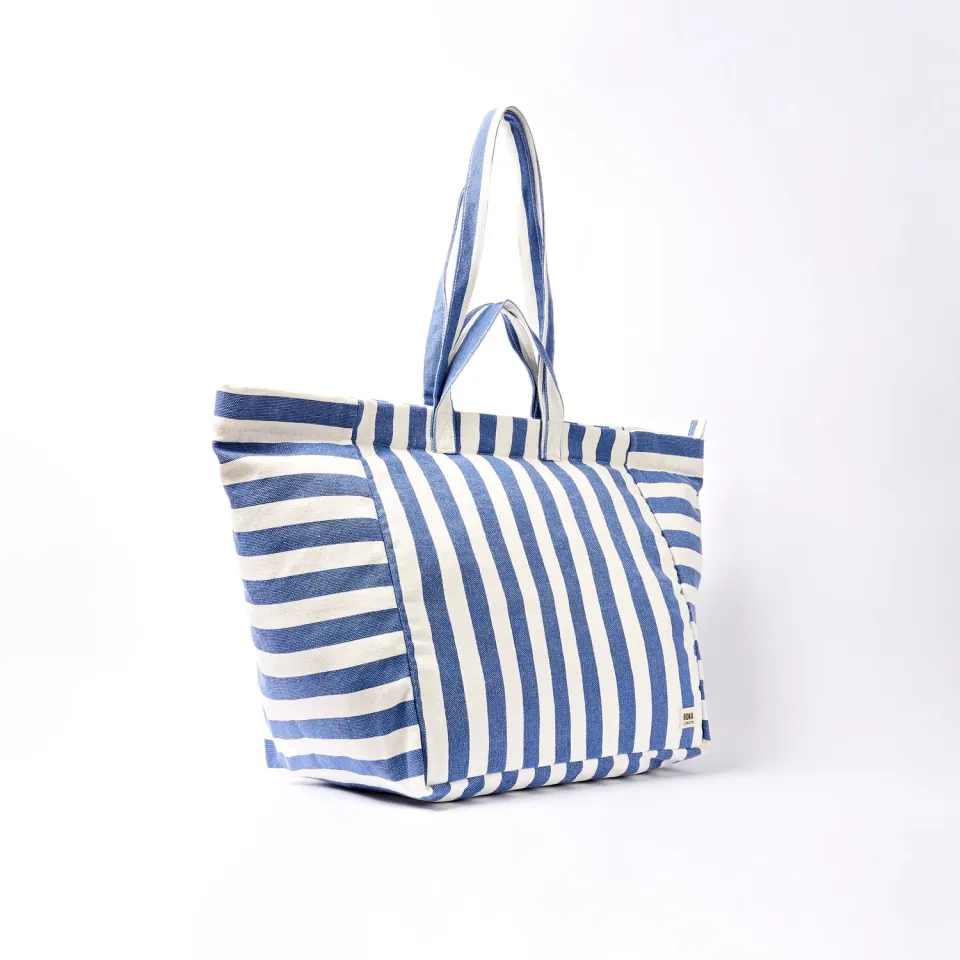 Roka London Marylebone tote Large denimstribet 43 liter