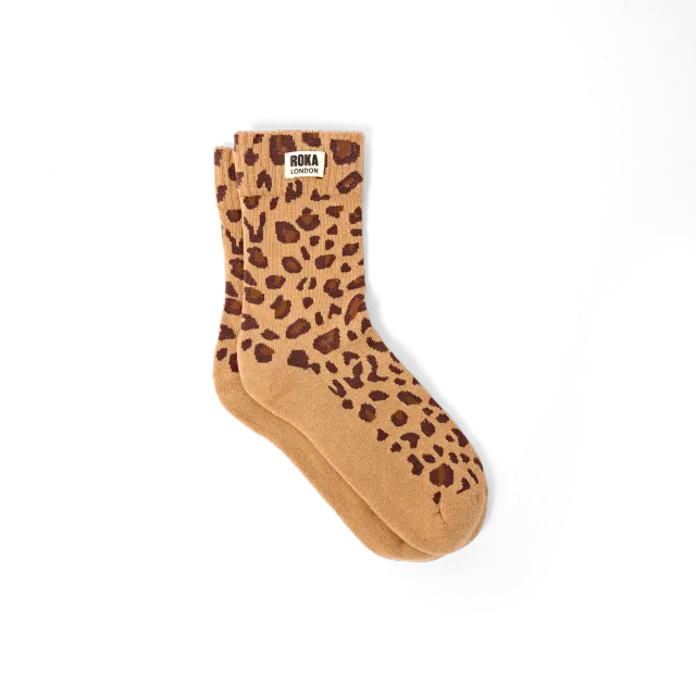 Roka Wimbledon strømper Leopard Sand UK 3-8