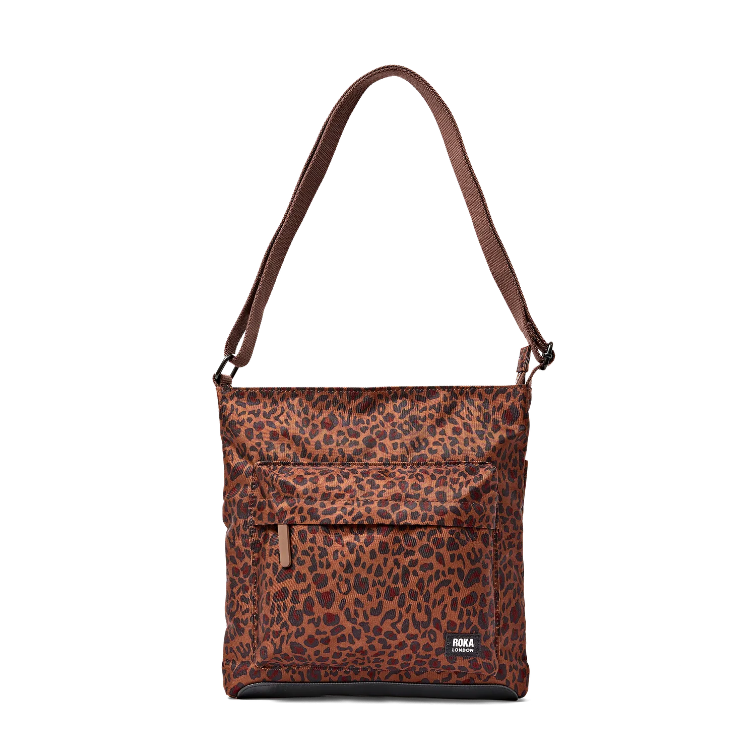 Roka London Kennington crossbody Medium mini leopard flad