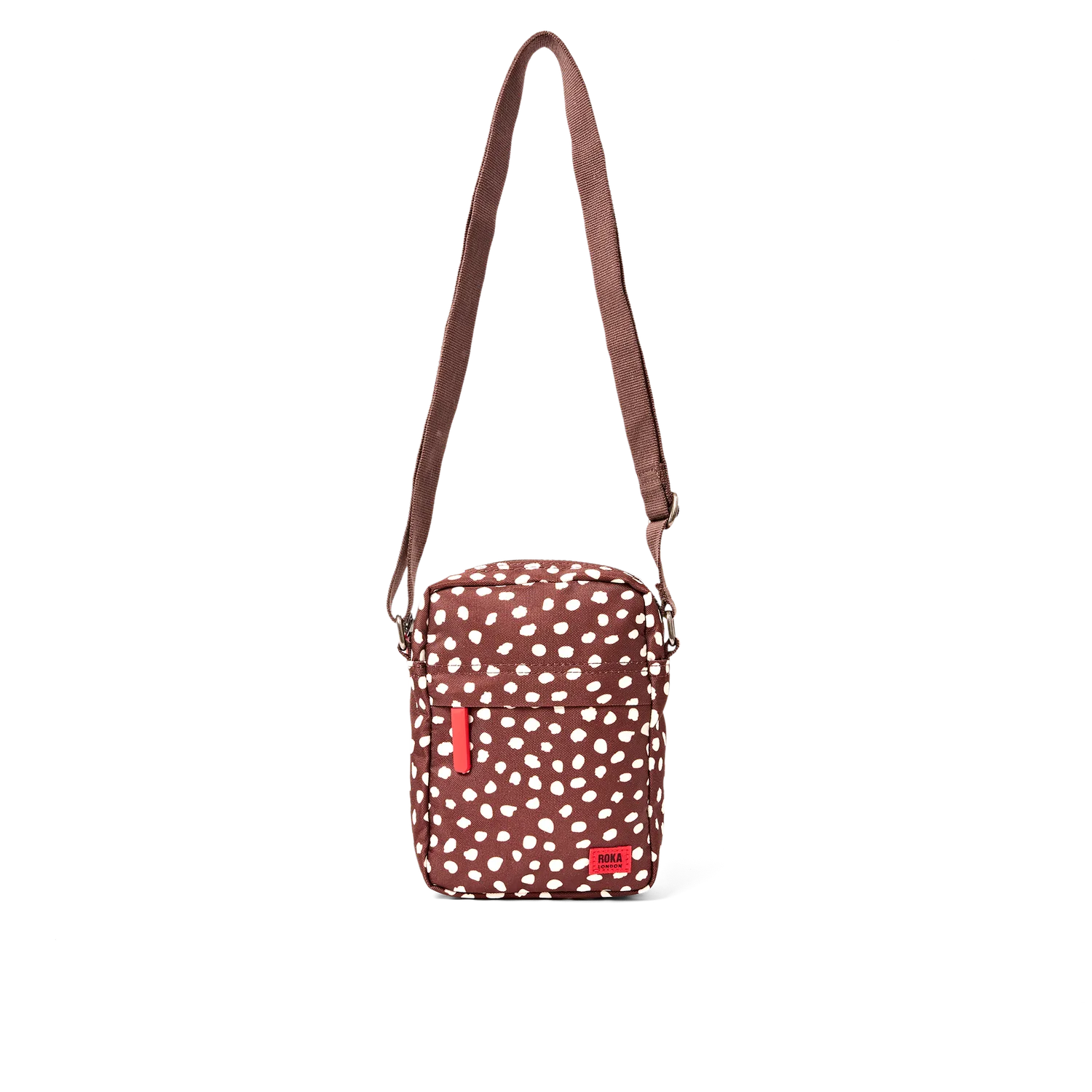 Roka London Bond crossbody taske Small Brown Dot polstret