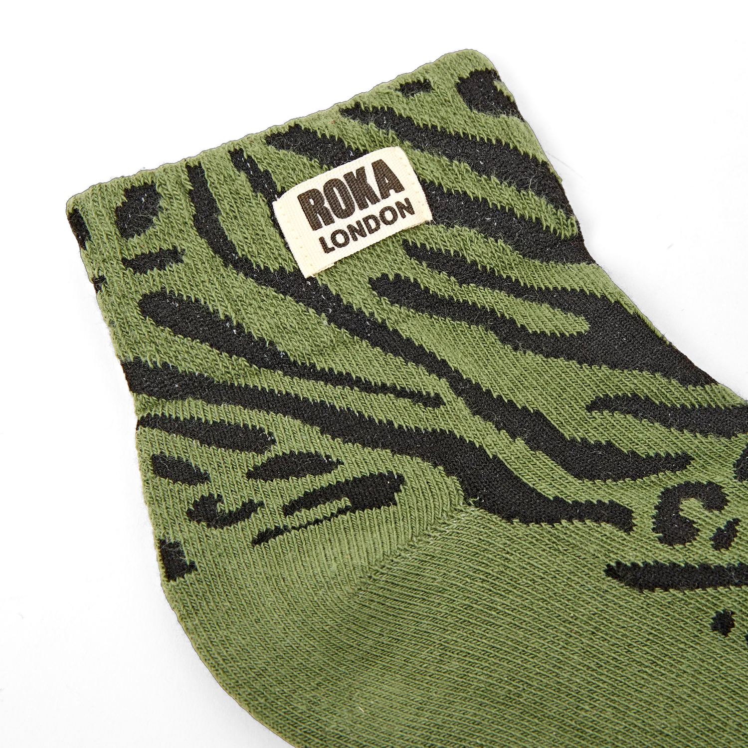 Roka London Wembley ankelsokker Green Animal 36-42 bomuld