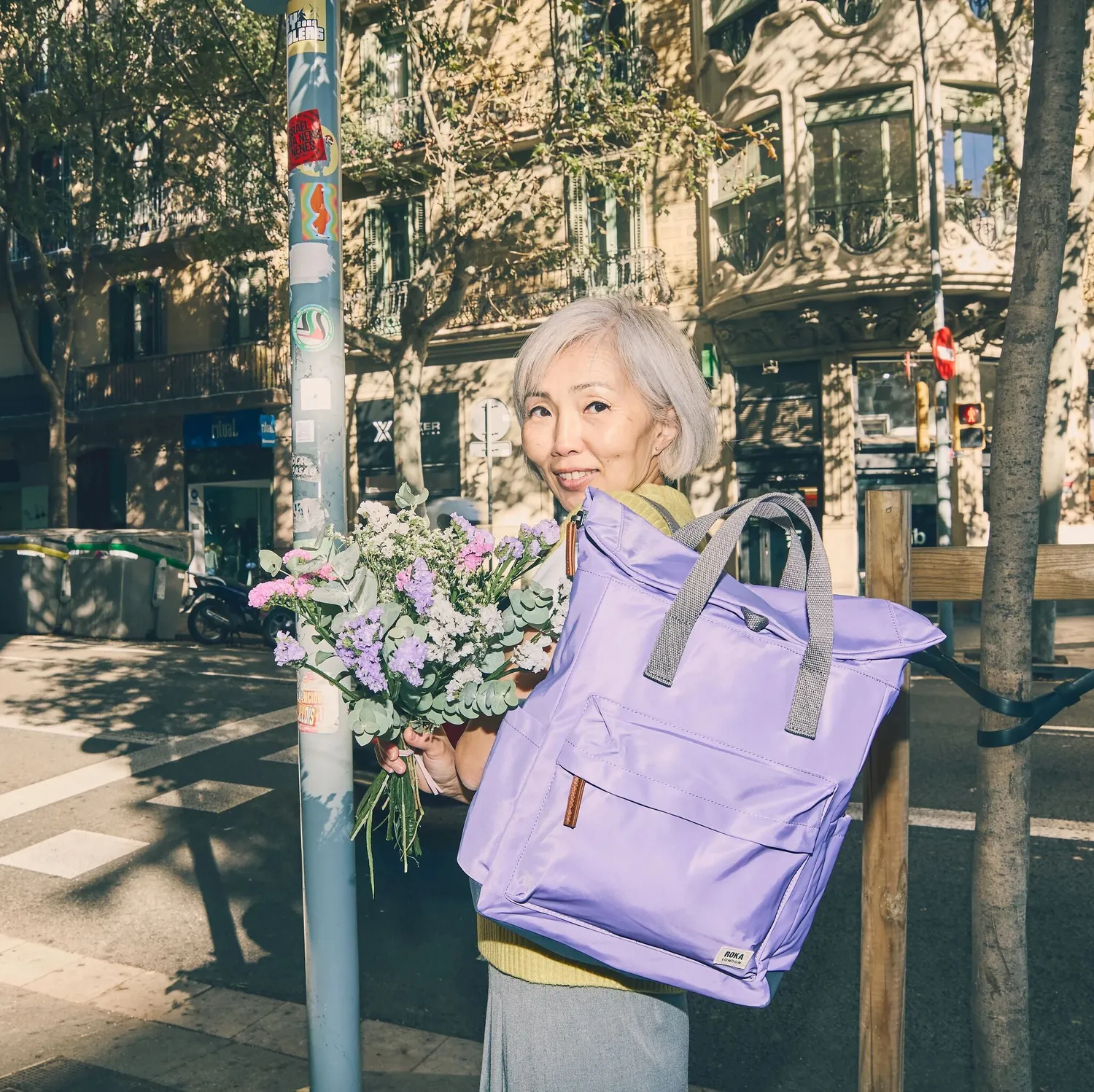 Roka London Canfield rygsæk thistle bloom roll-top