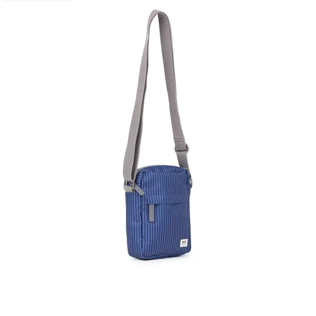 Roka London Bond crossbody dark denim pin stripe small