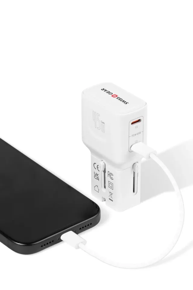 Swissgear Worldwide Fast Charger oplader hvid GaN