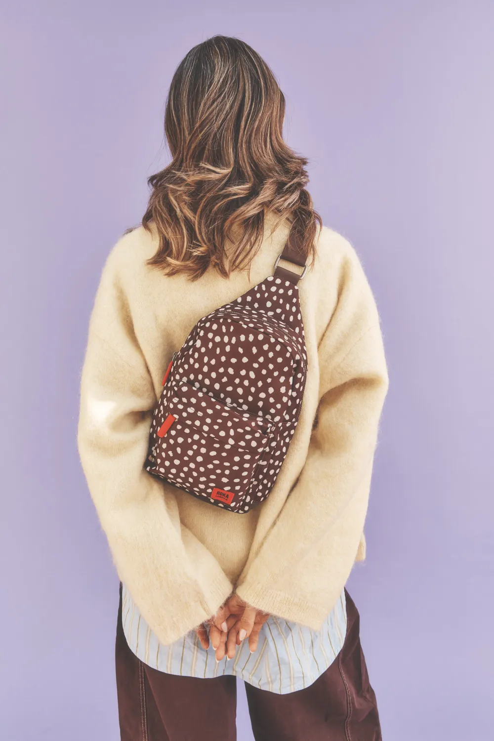 Roka Willesden skuldertaske Brown Dot Large 5,0 liter