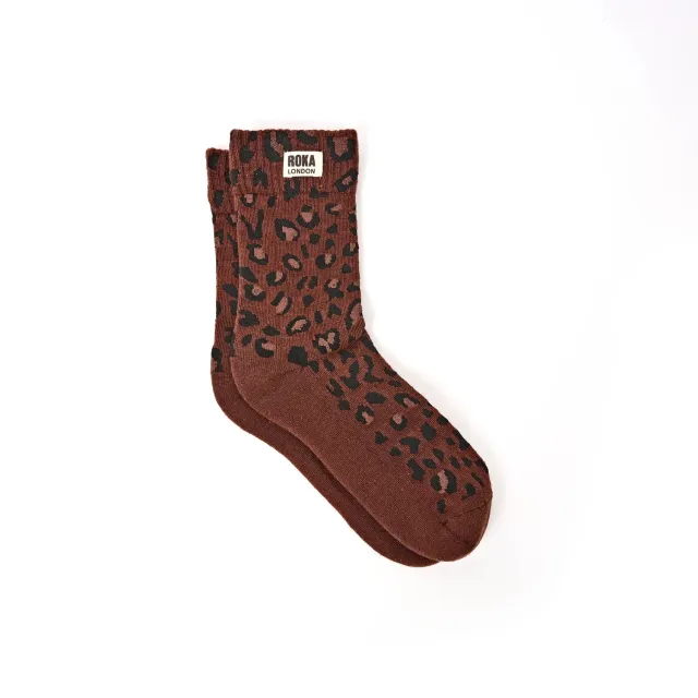 Roka London Wimbledon strømper brown leopard 36-42