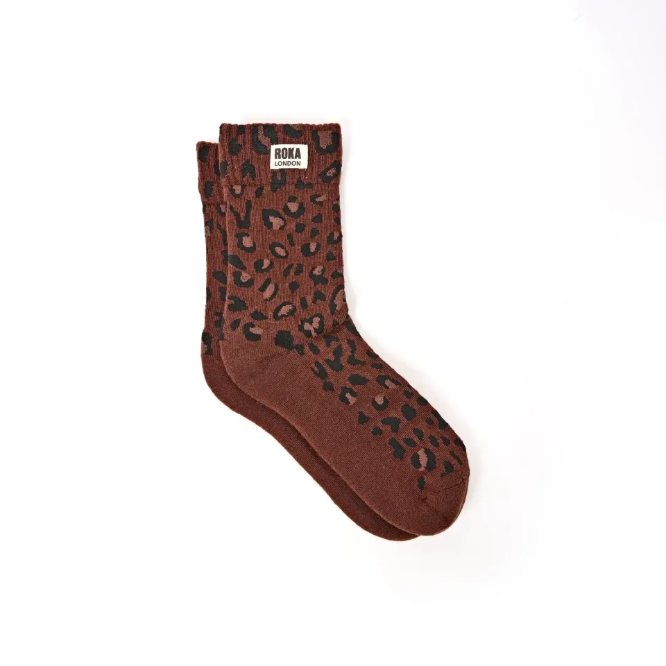 Roka London Wimbledon strømper brown leopard 36-42
