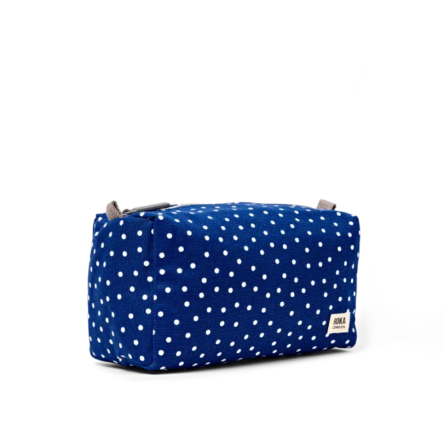 Roka London Maygrove toilettaske Small Navy Polka