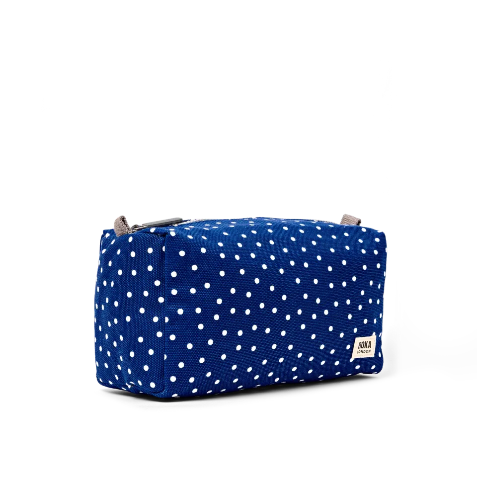 Roka London Maygrove toilettaske Small Navy Polka