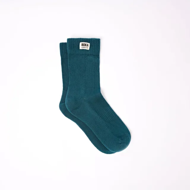Roka London Wimbledon strømper teal økologisk 36-42