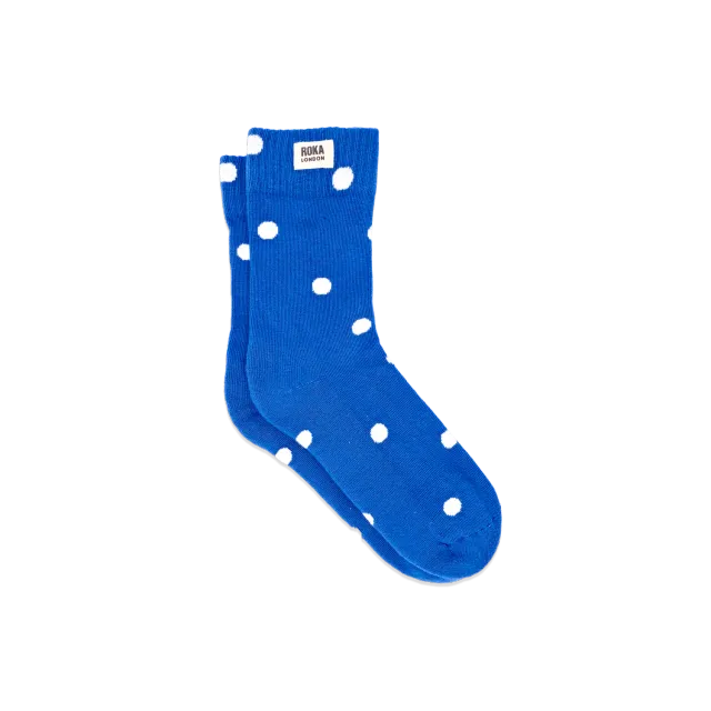 Roka London Wimbledon strømper Malibu Blue Dot økologisk